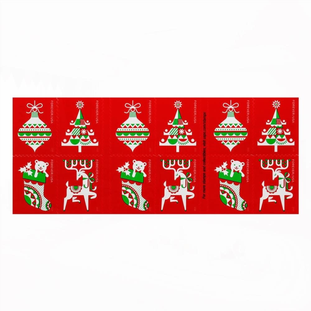 100Pcs 2020 US Christmas Holiday Delights Forever Postage Stamps