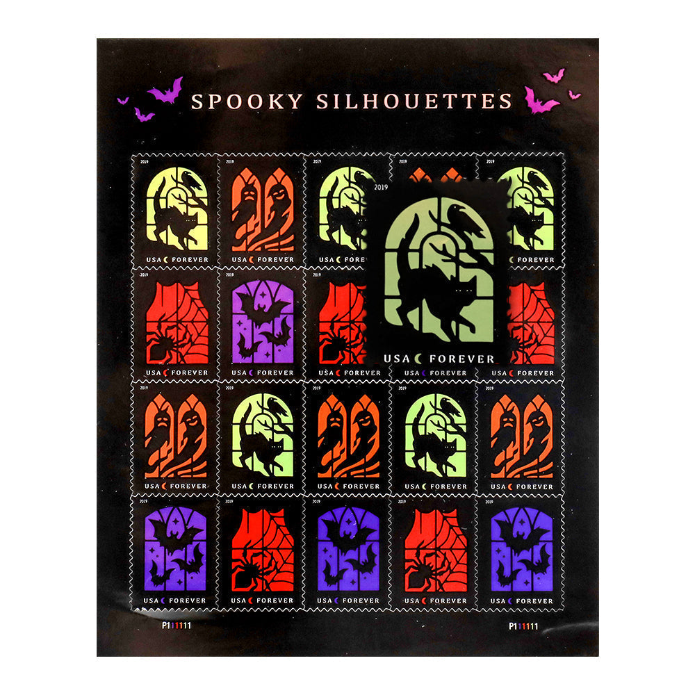 100Pcs 2019 US Spooky Silhouettes Forever Stamps