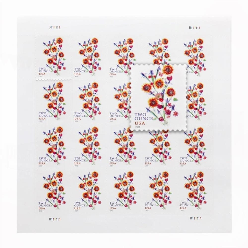 100Pcs 2022 US Two-Ounce Forever Stamp - Wedding Series: Sunflower Bouquet