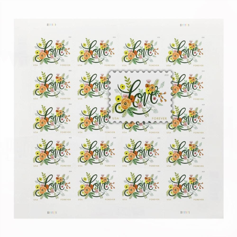 100Pcs 2018 US Wedding Love Flourishes Forever Postage Stamps