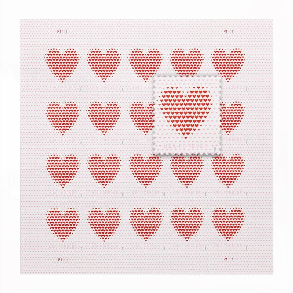100Pcs 2020 US Made of Hearts Forever First-Class Postage Stamps Wedding