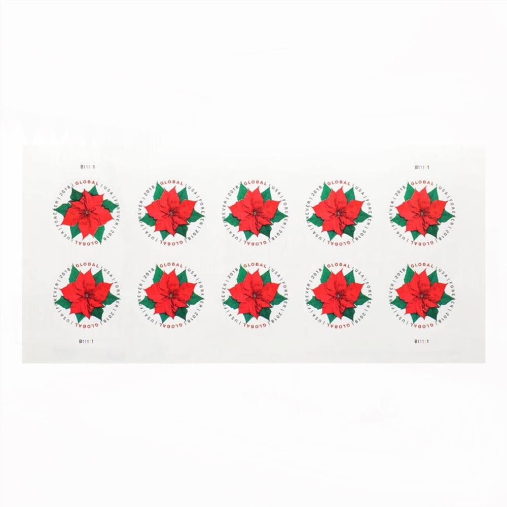 100Pcs 2018 US Global Poinsettia Forever Stamps