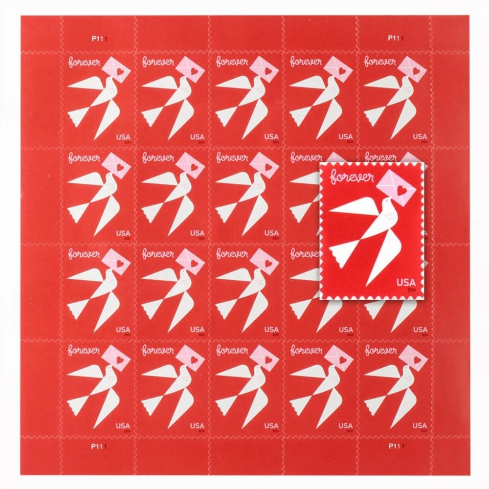 100Pcs 2024 US Love First-Class Mail Forever Postage Stamps