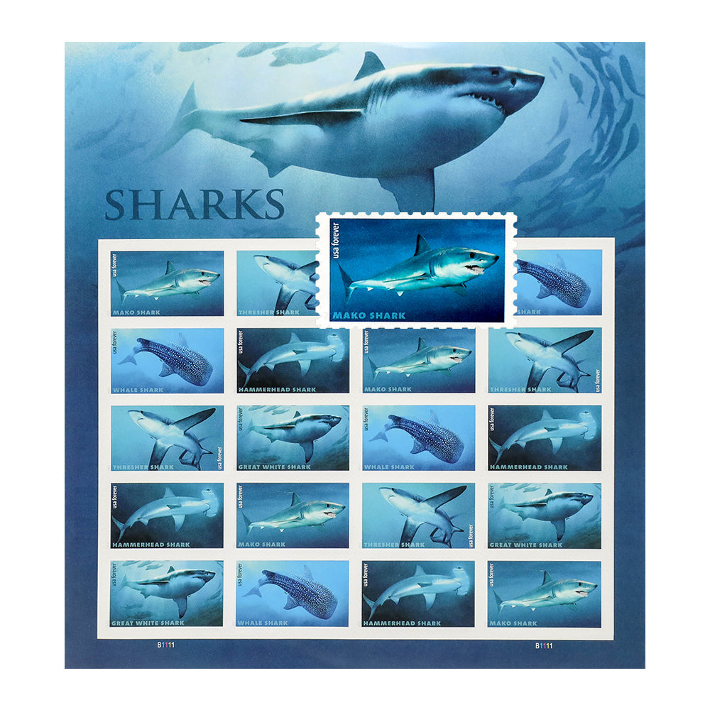 100Pcs 2017 U.S. Postal Issue Sharks Forever Stamps