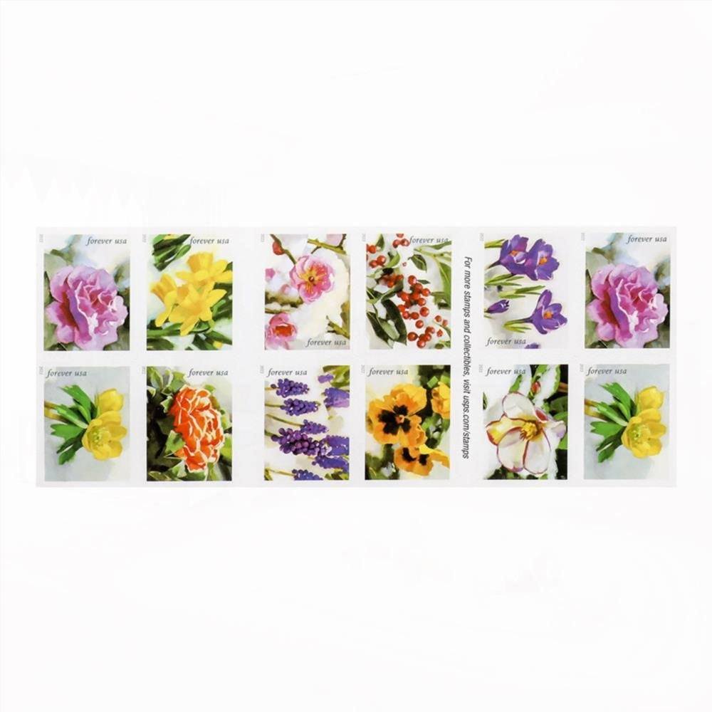 100Pcs 2022 First-Class Forever Stamp - Snowy Beauty: Winter Aconite