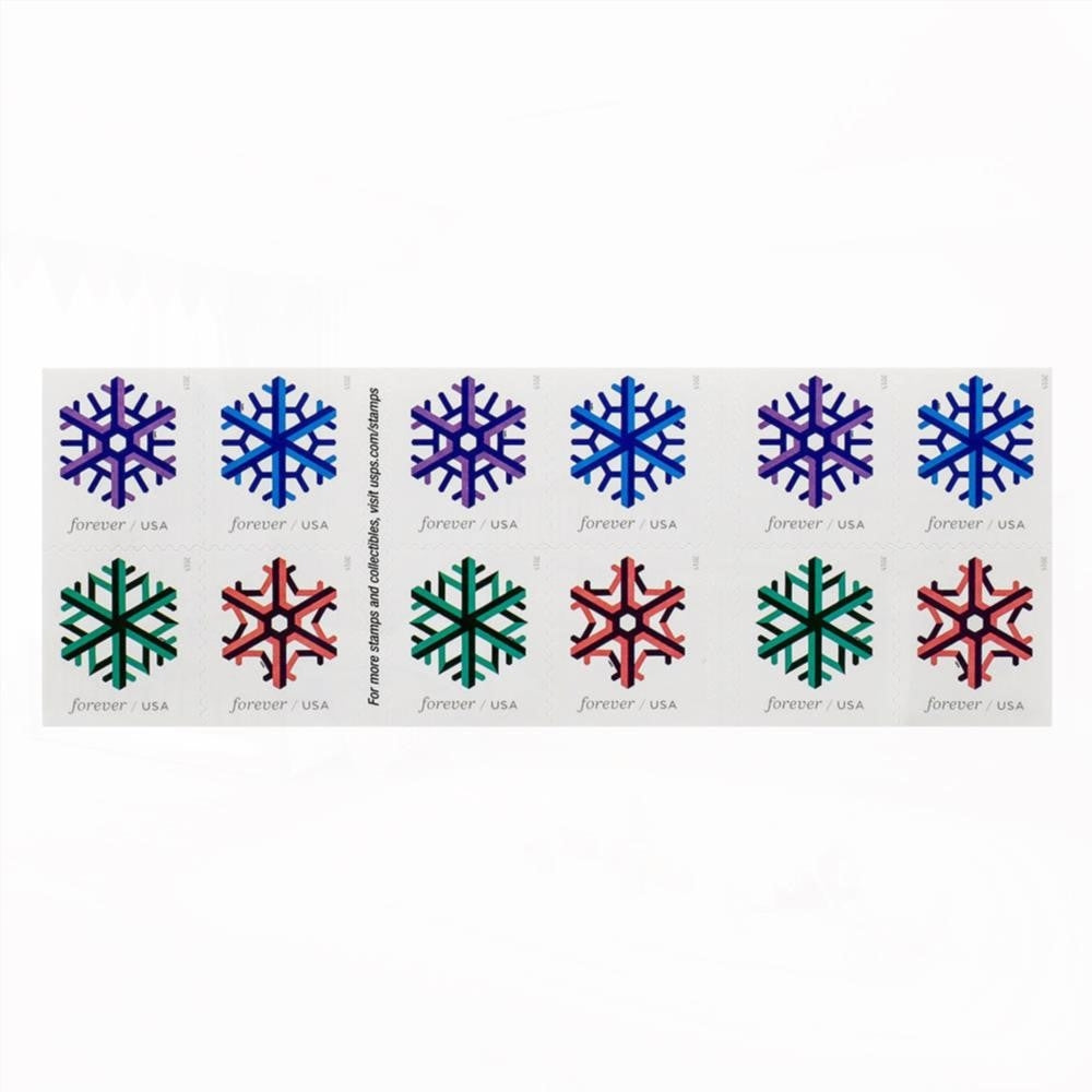 100Pcs 2015 US Geometric Snowflakes Forever Postage Stamps