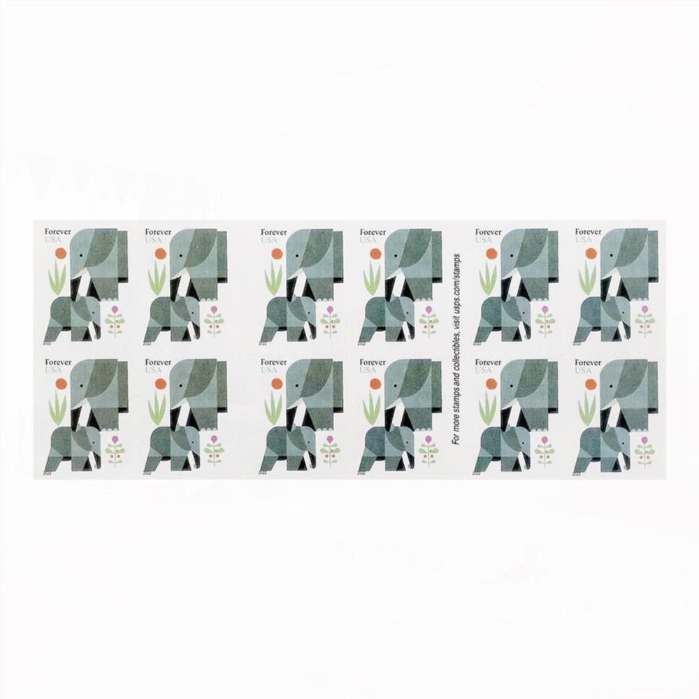 100Pcs 2022 US Elephants First Class Forever Stamps