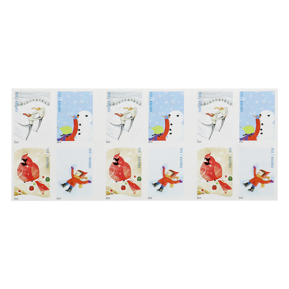 100Pcs 2014 Winter Fun Forever First Class Postage Stamps