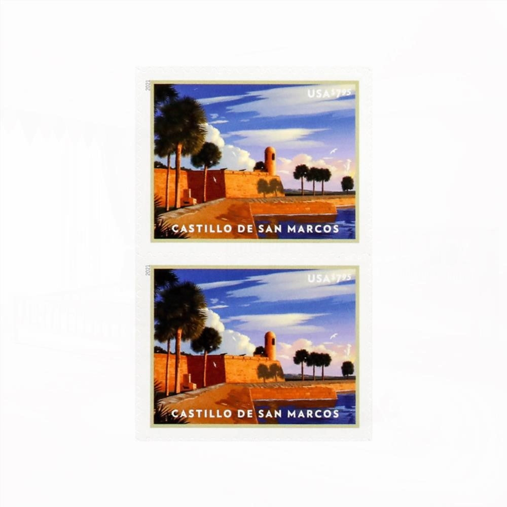 100Pcs 2021 US MNH Priority Mail Castillo De San Marcos Mail Pane of 4 Stamps