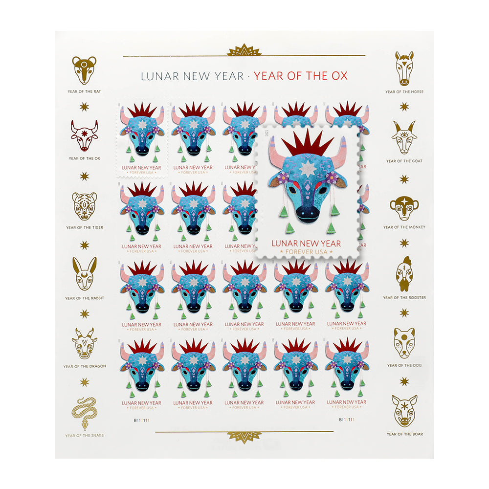 100Pcs 2021 U.S. Lunar New Year: Year of the Ox Forever Stamps