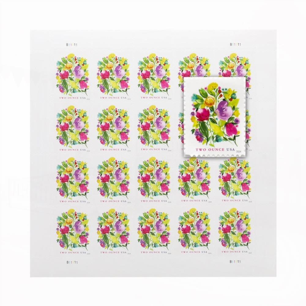 100Pcs 2024 Wedding Blooms Two Ounce Forever First Class Postage Stamps