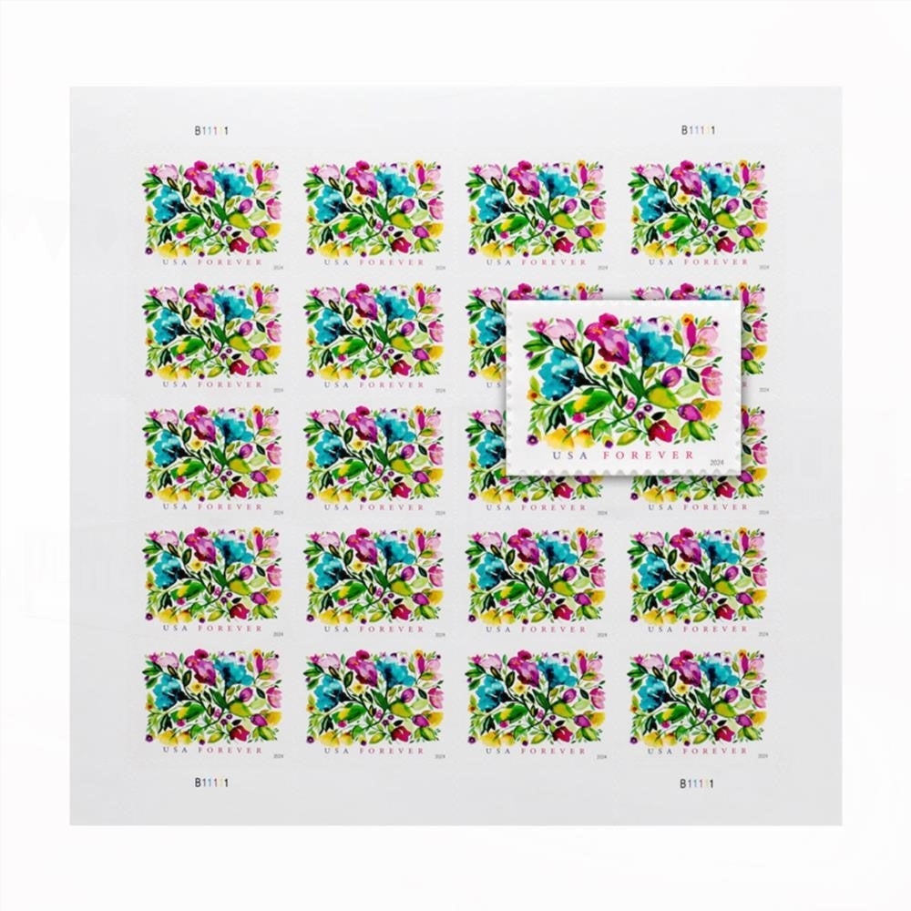 100Pcs 2024 Celebration Blooms Forever First Class Postage Stamps