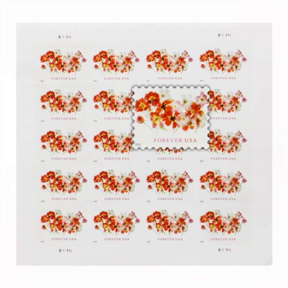 100Pcs 2022 US Forever First-Class Postage Tulips Stamps