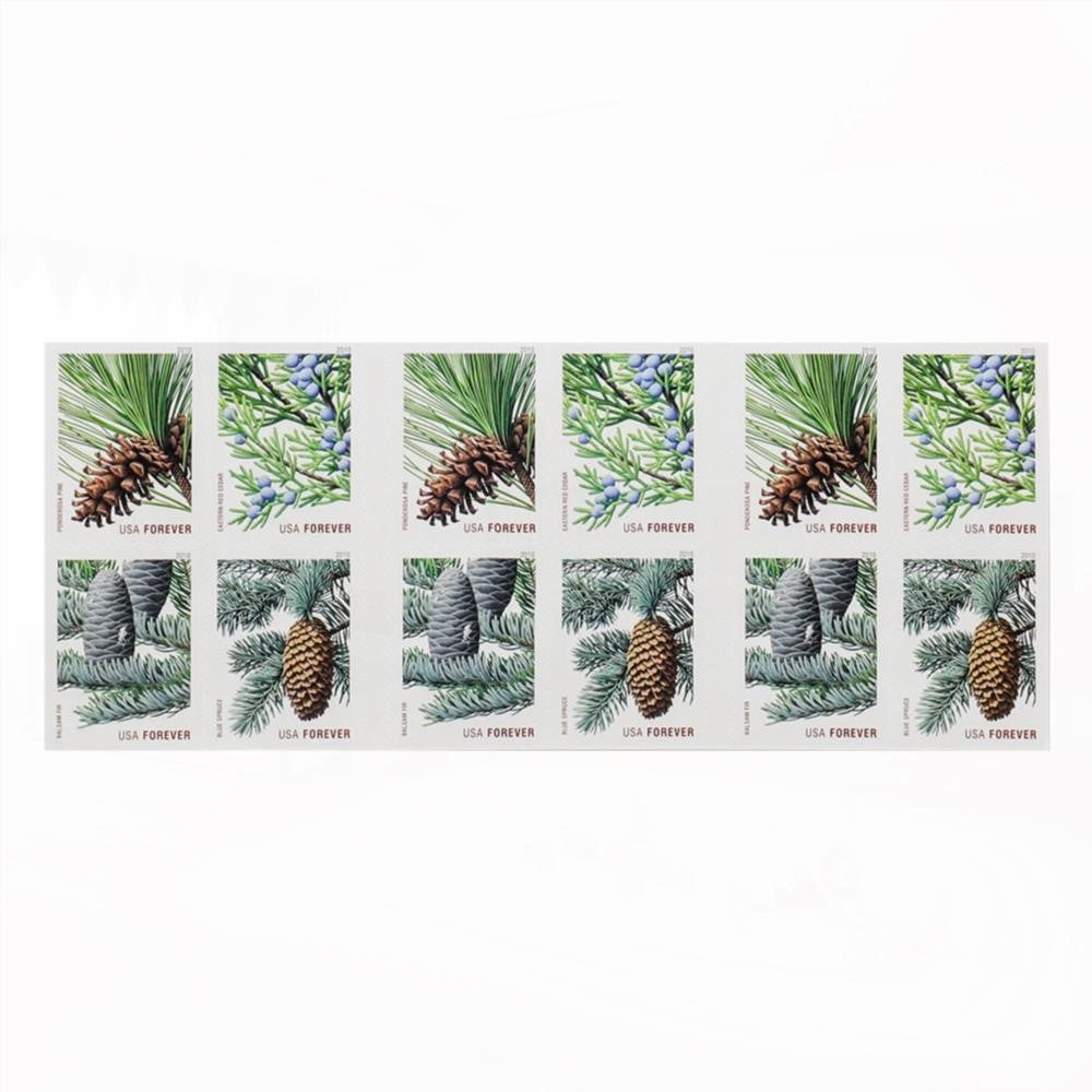 100Pcs 2010 Holiday Evergreens Forever First Class Postage Stamps