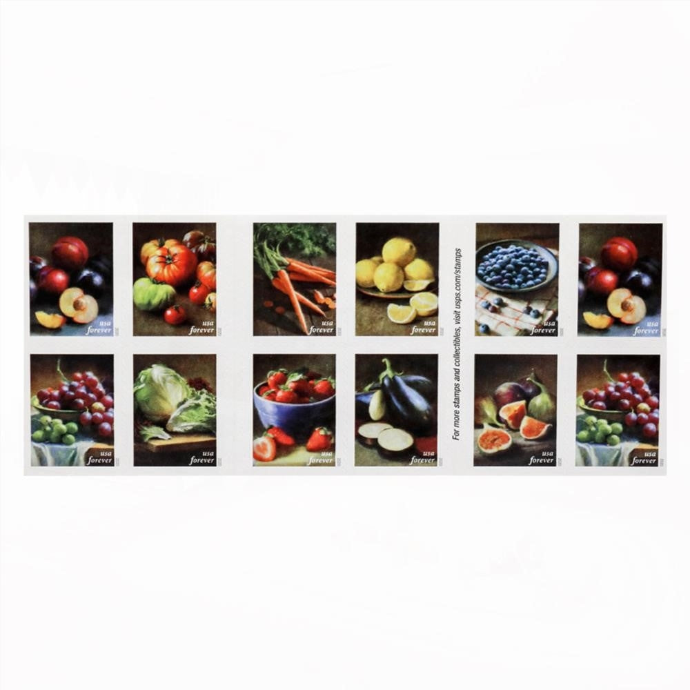 100Pcs U.S. 2020 Fruits & Vegetables Forever Stamps
