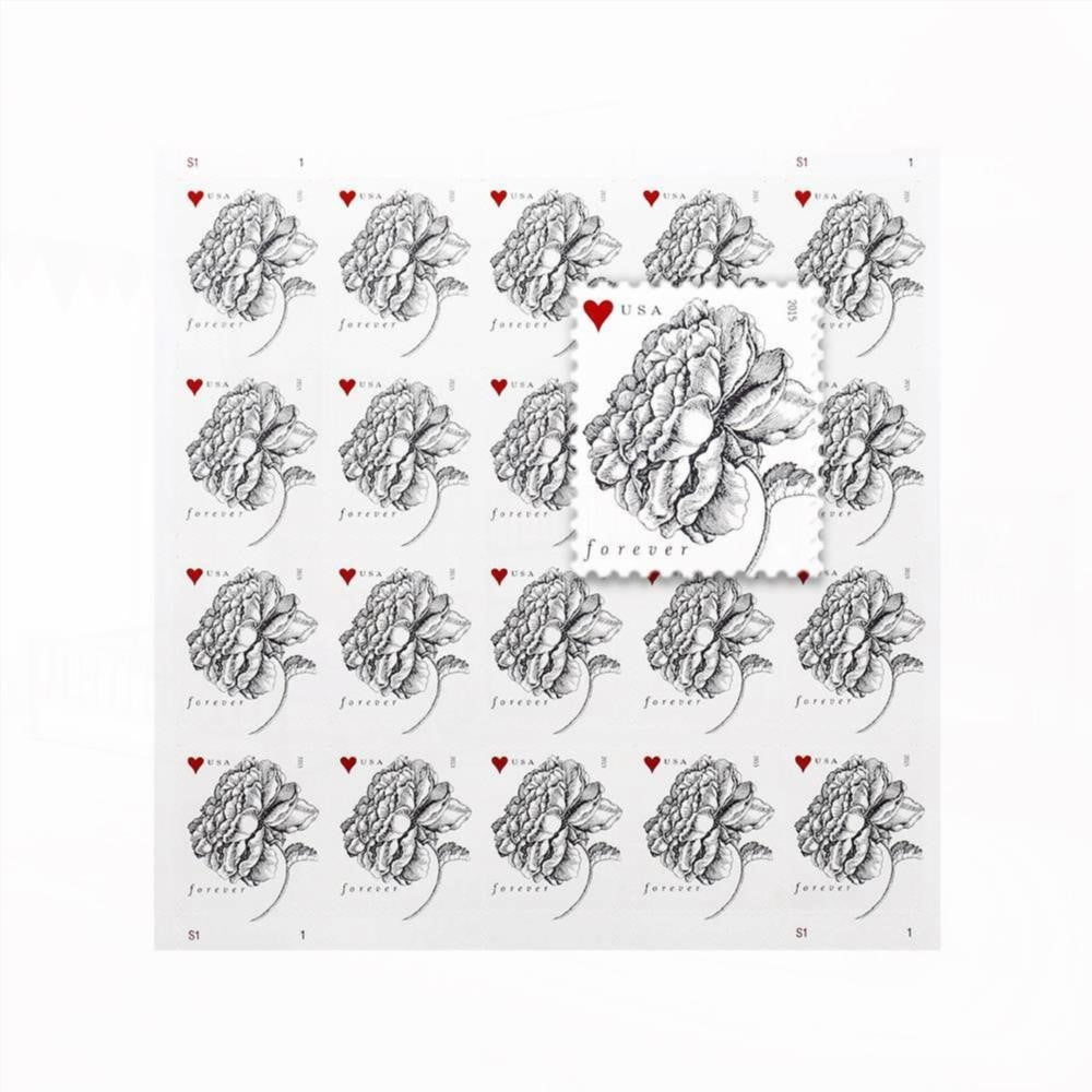 100Pcs 2015 First-Class Forever Stamp - Wedding Series: Engraved Vintage Rose