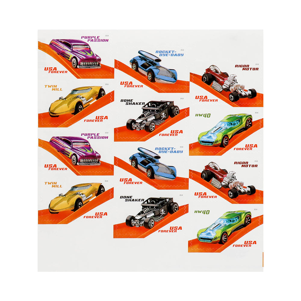 100Pcs 2018 US Hot Wheels Forever Stamps