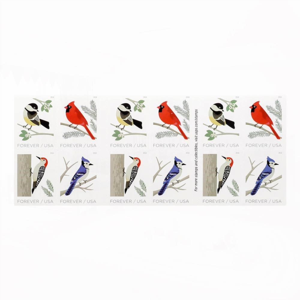 100Pcs 2018 US First-Class Forever Stamp - Birds in Winter
