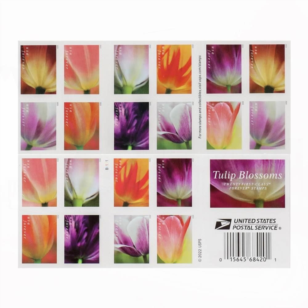 100Pcs 2023 US First-Class Forever Stamps - Tulip Blossoms booklet