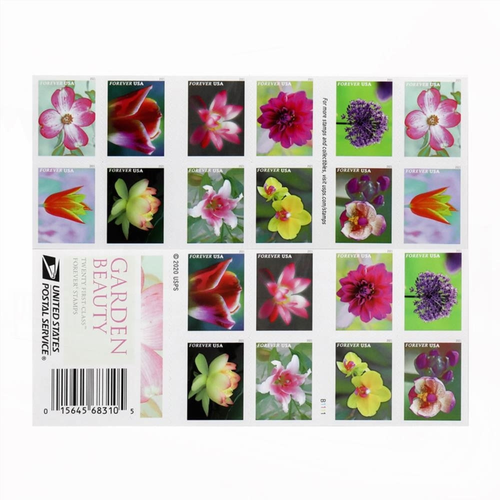 100Pcs 2021 U.S. Garden Beauty Forever Postage Stamps