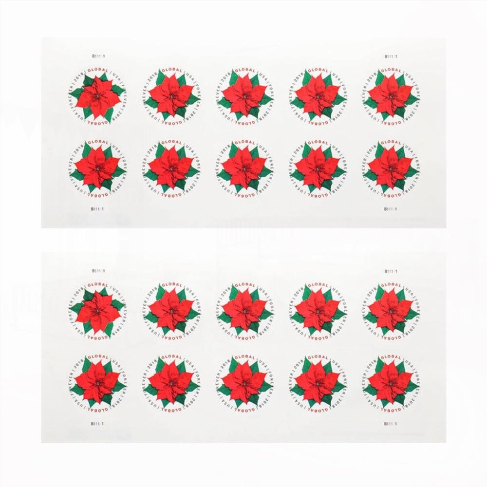 100Pcs 2018 US Global Poinsettia Forever Stamps
