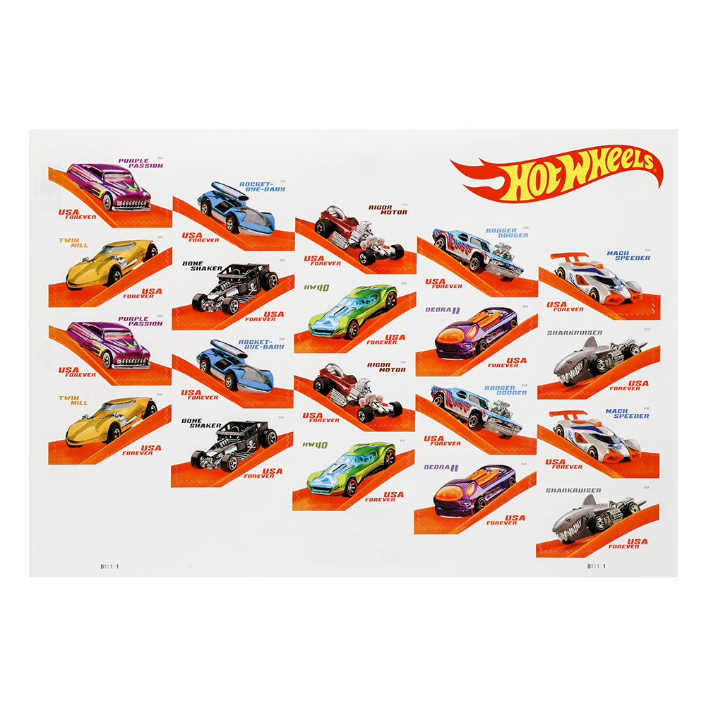 100Pcs 2018 US Hot Wheels Forever Stamps