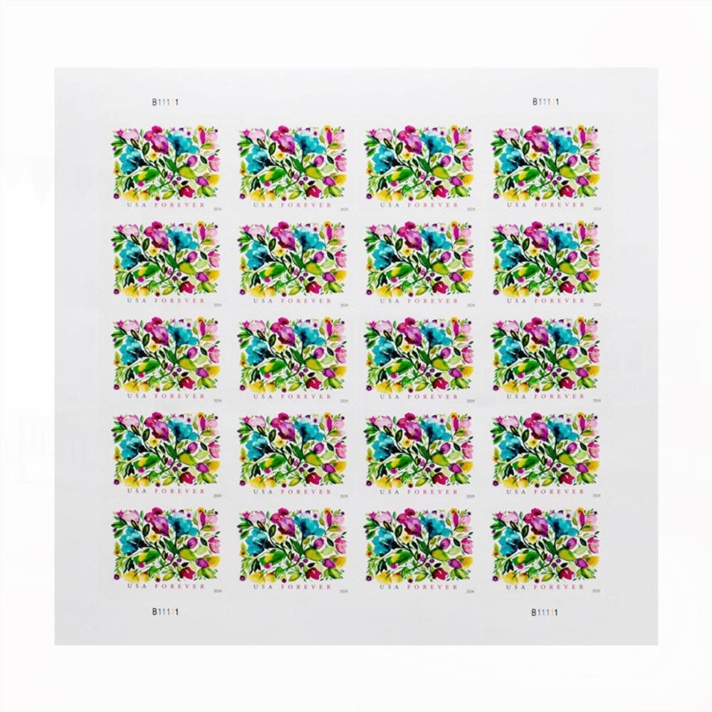 100Pcs 2024 Celebration Blooms Forever First Class Postage Stamps
