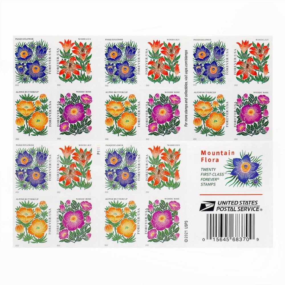 100Pcs 2022 US Mountain Flora Forever Stamps