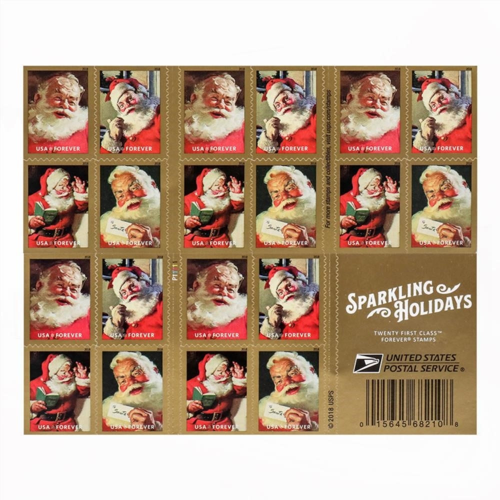 100Pcs 2018 US Classic Santa Sparkling Holidays