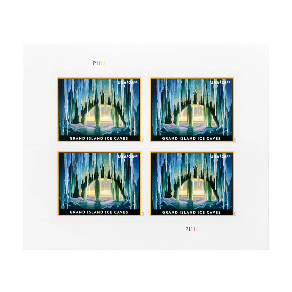 100Pcs 2020 US Grand Island Ice Caves Express Mail Pane of Four Stamps