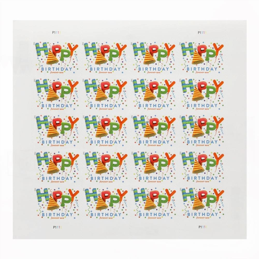 100Pcs US 2021 Happy Birthday Stamps Forever
