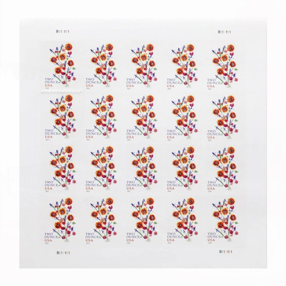 100Pcs 2022 US Two-Ounce Forever Stamp - Wedding Series: Sunflower Bouquet