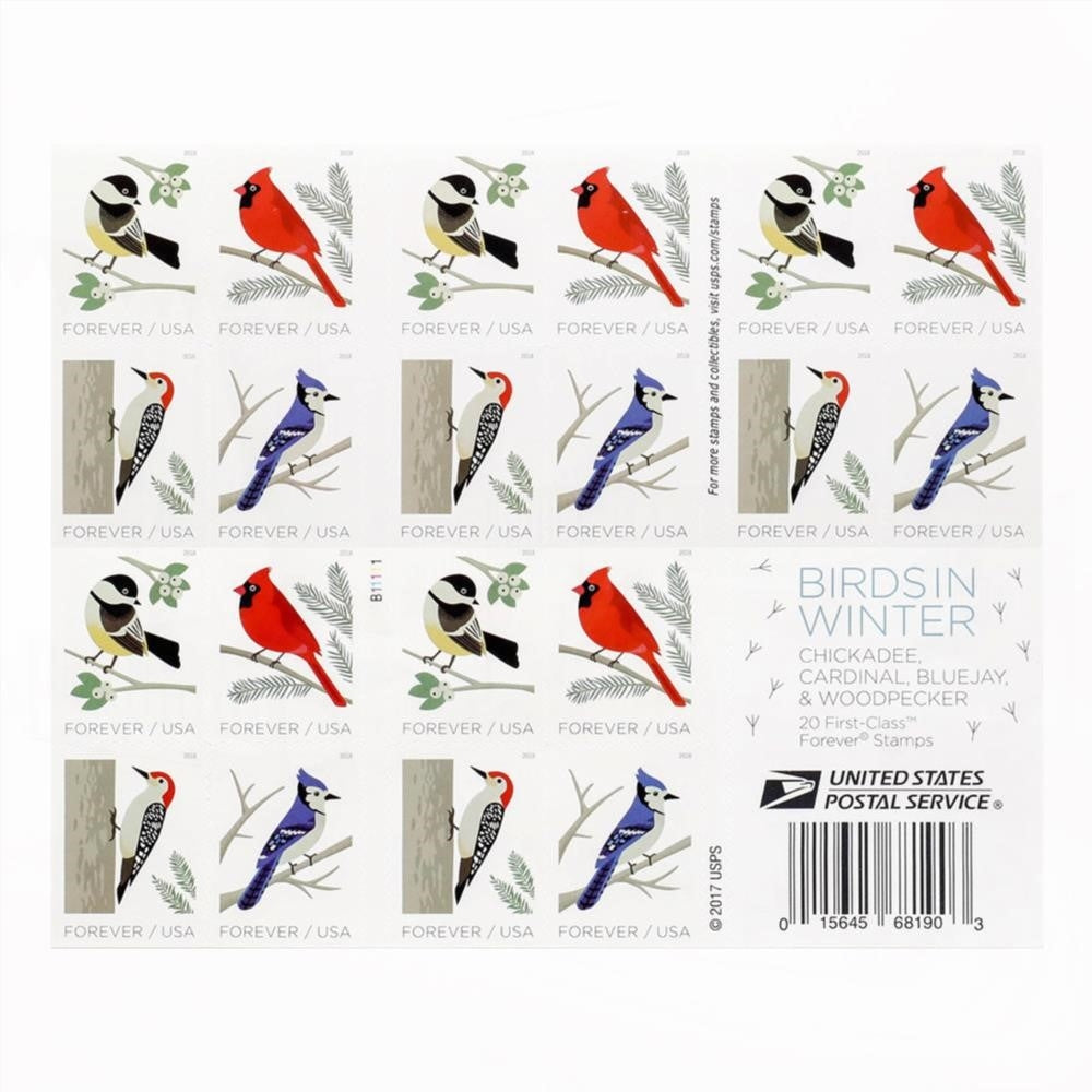100Pcs 2018 US First-Class Forever Stamp - Birds in Winter