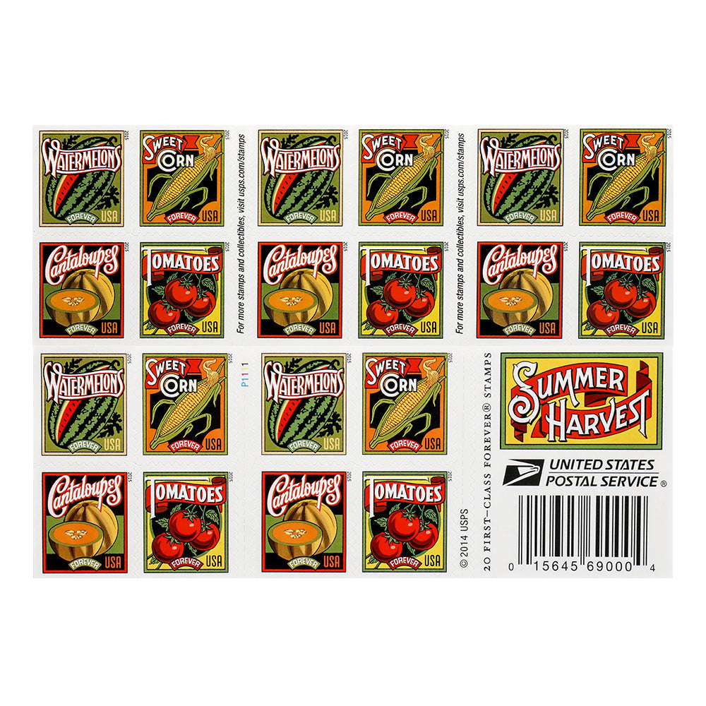 100Pcs 2015 US Summer Harvest Forever Stamps