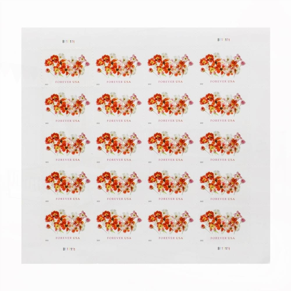 100Pcs 2022 US Forever First-Class Postage Tulips Stamps