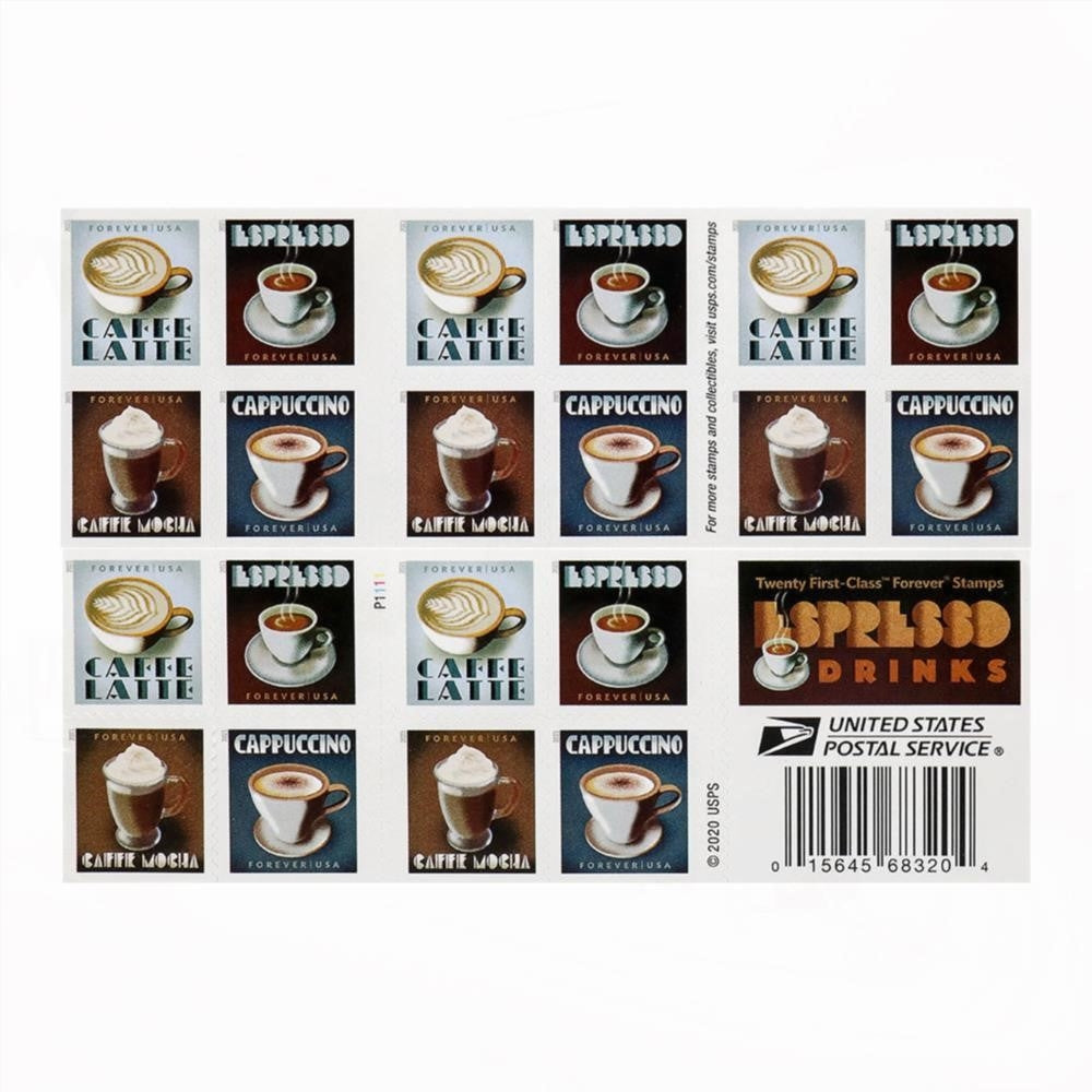 100Pcs 2021 U.S. Espresso Drinks Forever Postage Stamps