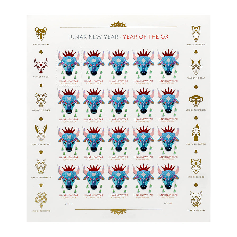 100Pcs 2021 U.S. Lunar New Year: Year of the Ox Forever Stamps