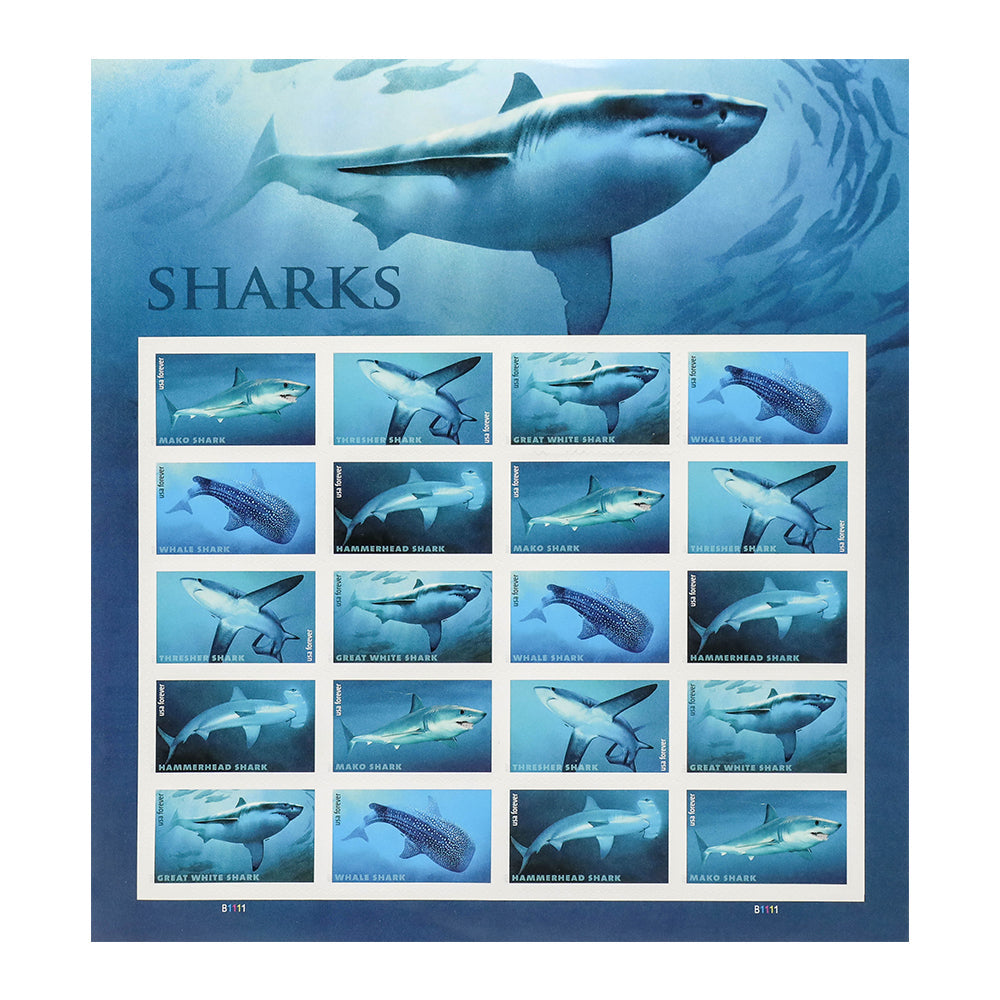 100Pcs 2017 U.S. Postal Issue Sharks Forever Stamps