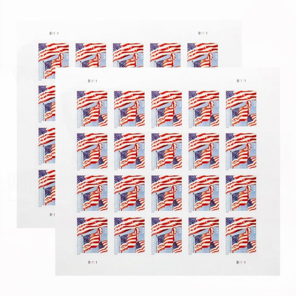 100Pcs Panes U.S. Flags 2022 Forever Stamps