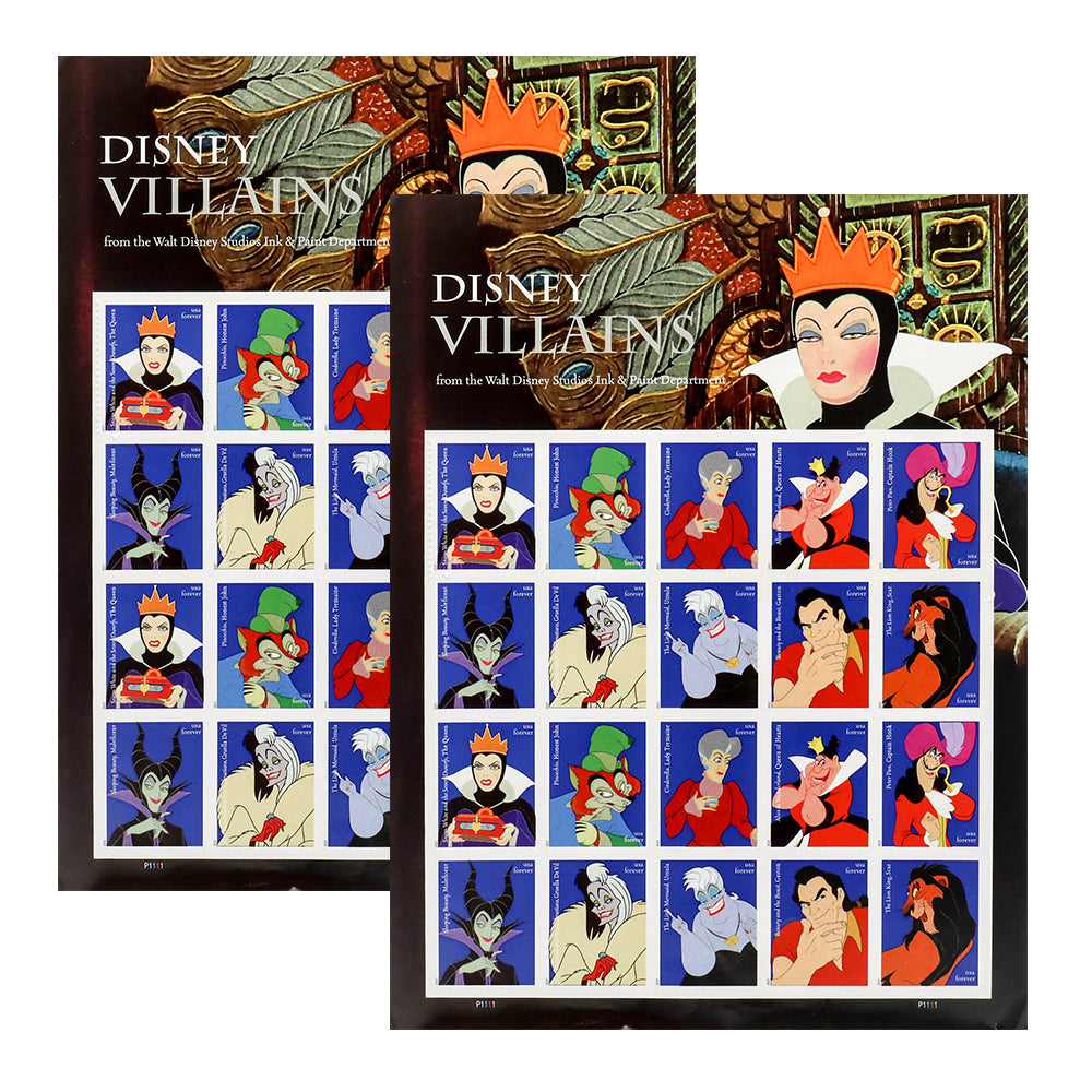 100Pcs 2017 Walt Disney Villains Forever First Class Postage Stamps