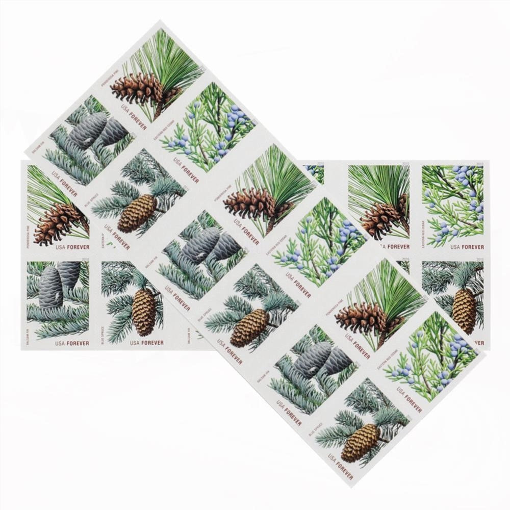 100Pcs 2010 Holiday Evergreens Forever First Class Postage Stamps