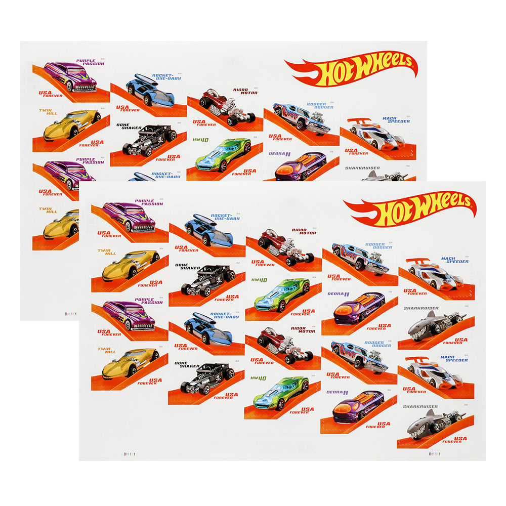 100Pcs 2018 US Hot Wheels Forever Stamps