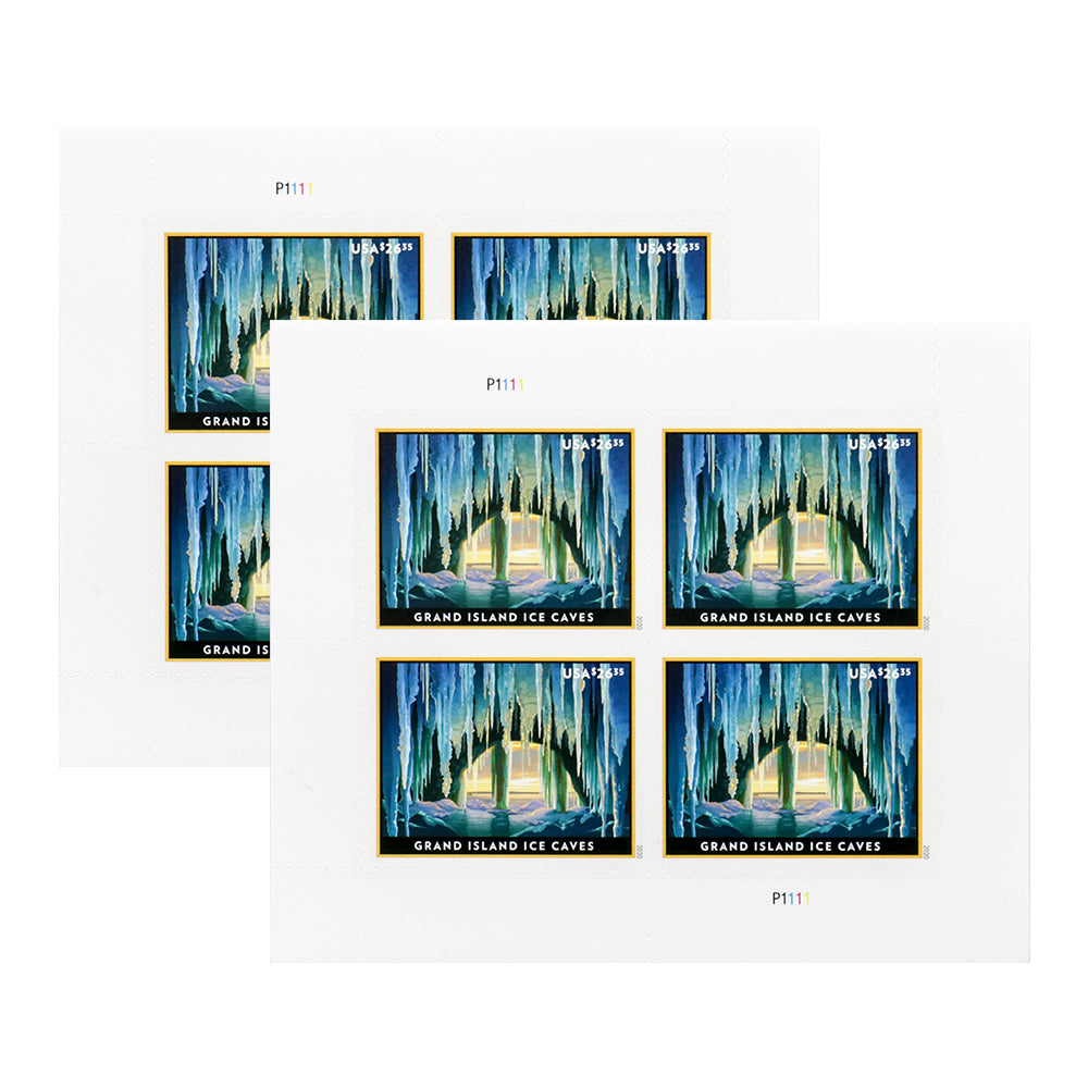 100Pcs 2020 US Grand Island Ice Caves Express Mail Pane of Four Stamps