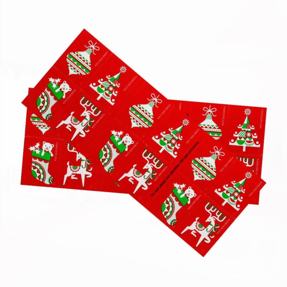 100Pcs 2020 US Christmas Holiday Delights Forever Postage Stamps