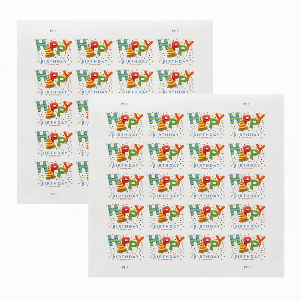 100Pcs US 2021 Happy Birthday Stamps Forever