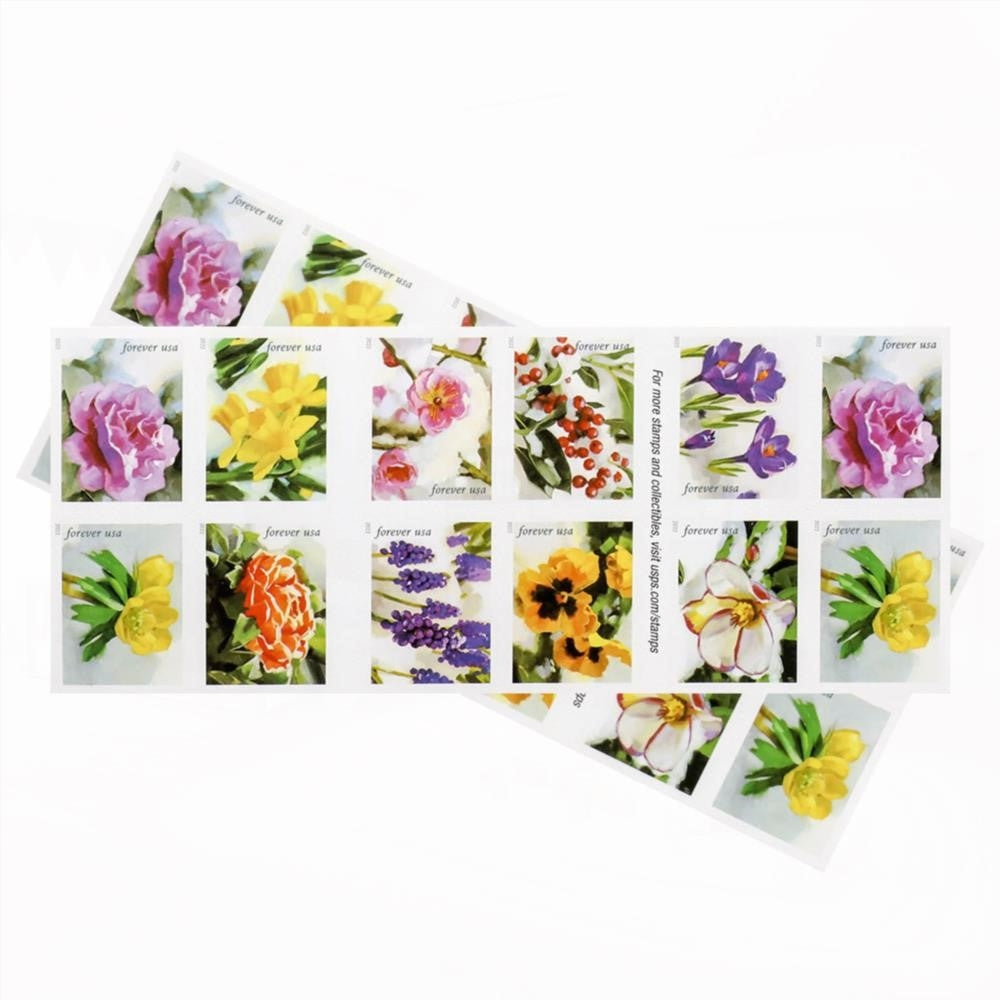 100Pcs 2022 First-Class Forever Stamp - Snowy Beauty: Winter Aconite