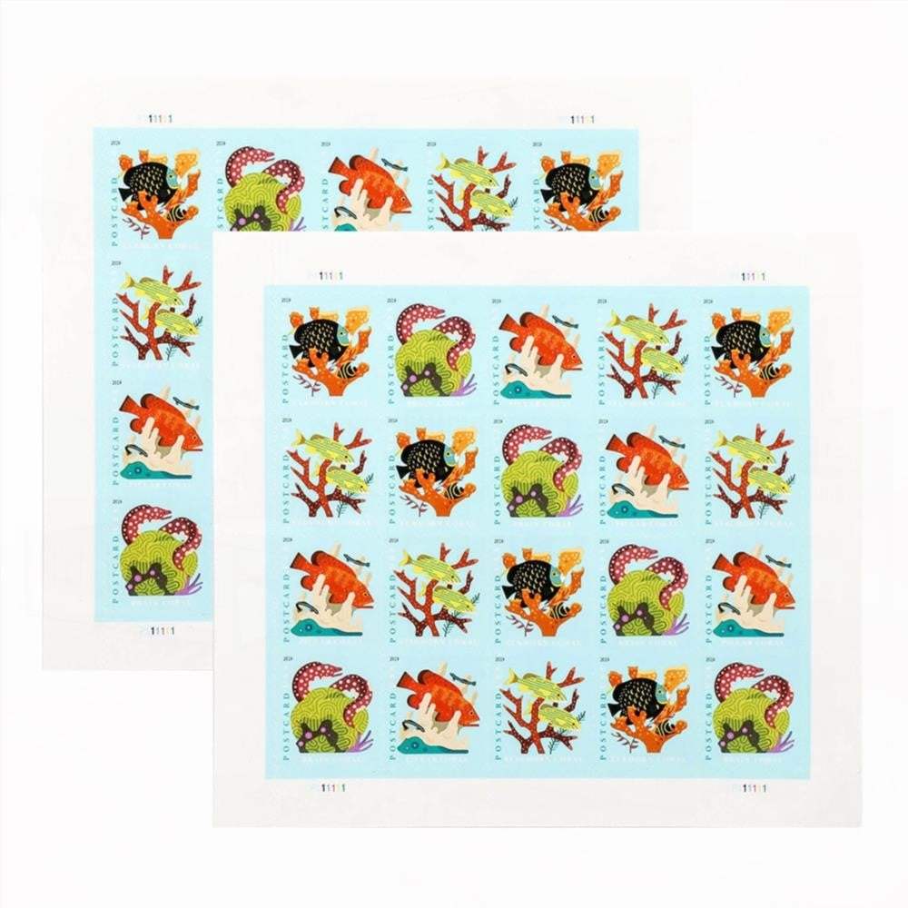100Pcs 2019 US Coral Reefs Postcard Stamps