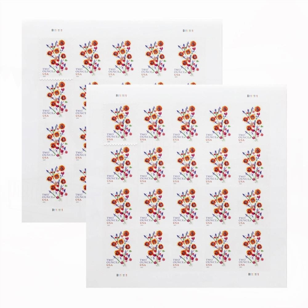 100Pcs 2022 US Two-Ounce Forever Stamp - Wedding Series: Sunflower Bouquet