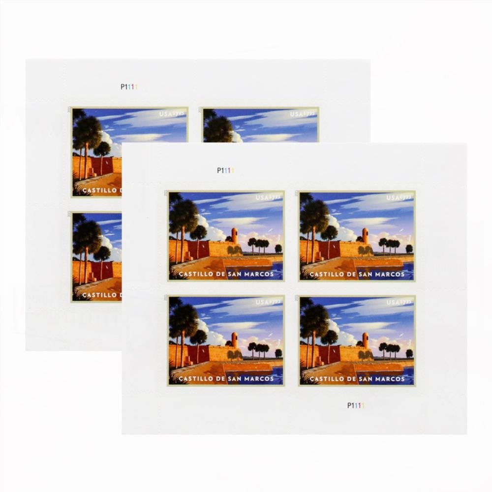 100Pcs 2021 US MNH Priority Mail Castillo De San Marcos Mail Pane of 4 Stamps