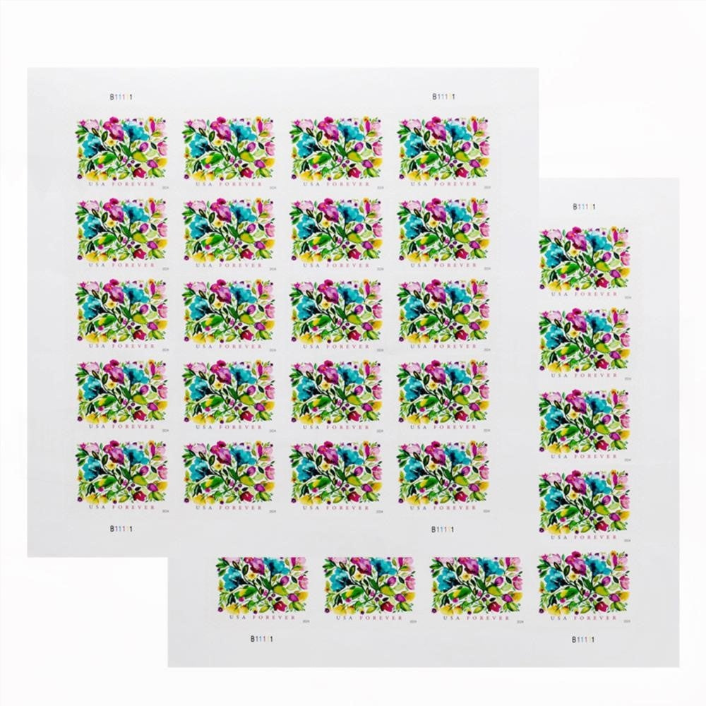100Pcs 2024 Celebration Blooms Forever First Class Postage Stamps